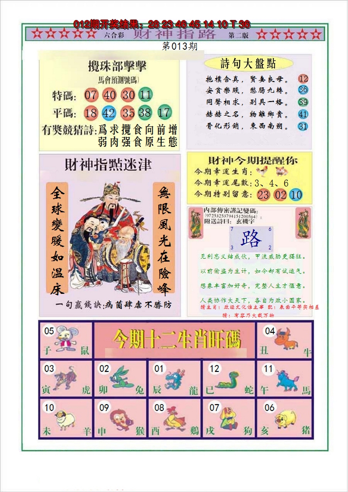 2025013期财神指路B