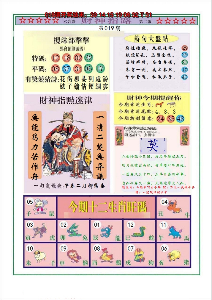 2025019期财神指路B