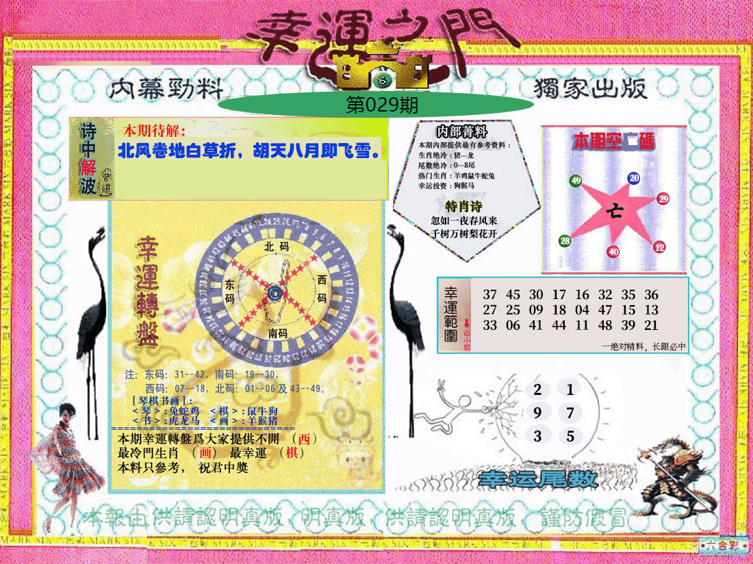 2025029期幸运之门