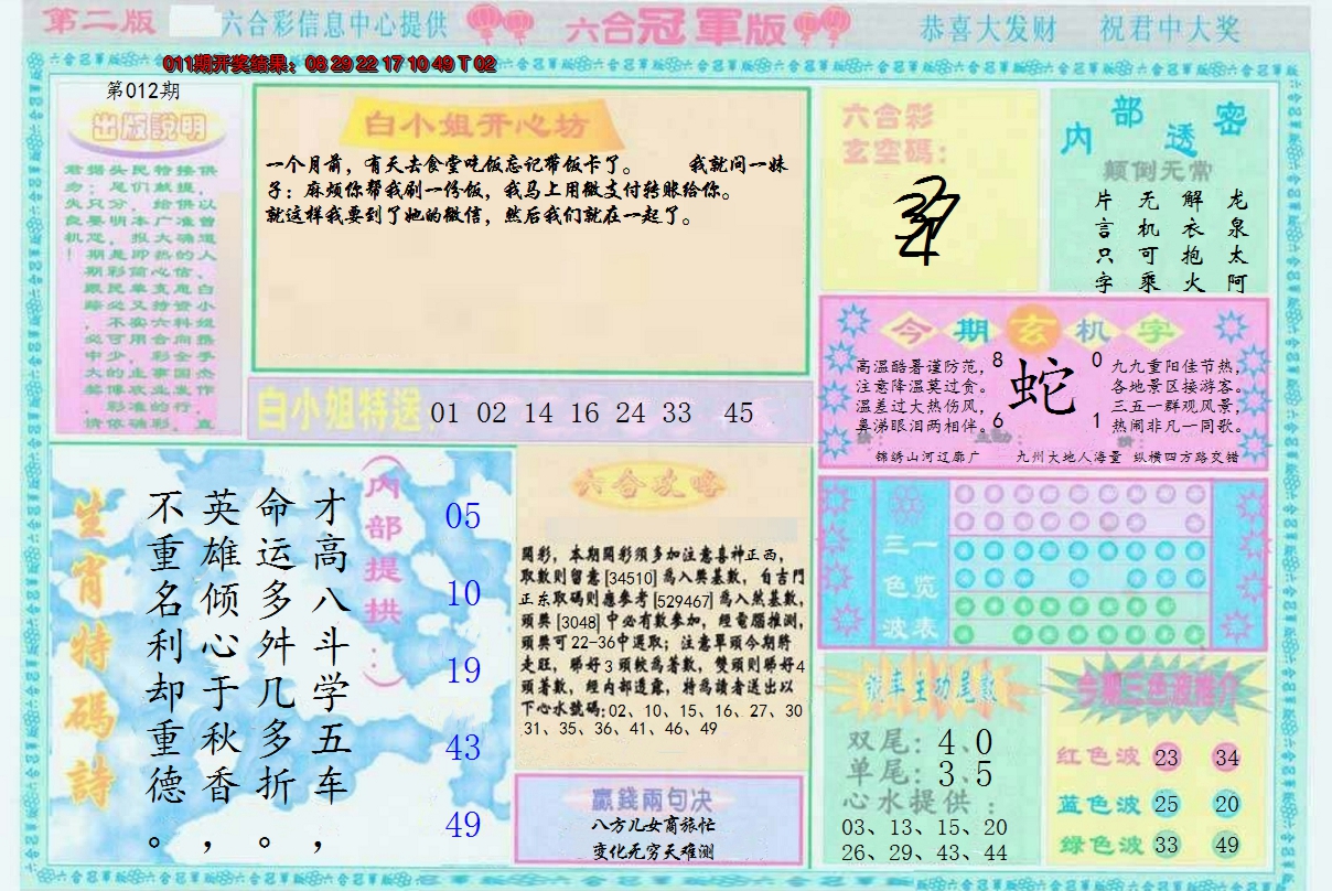 2025012期六合冠军版B