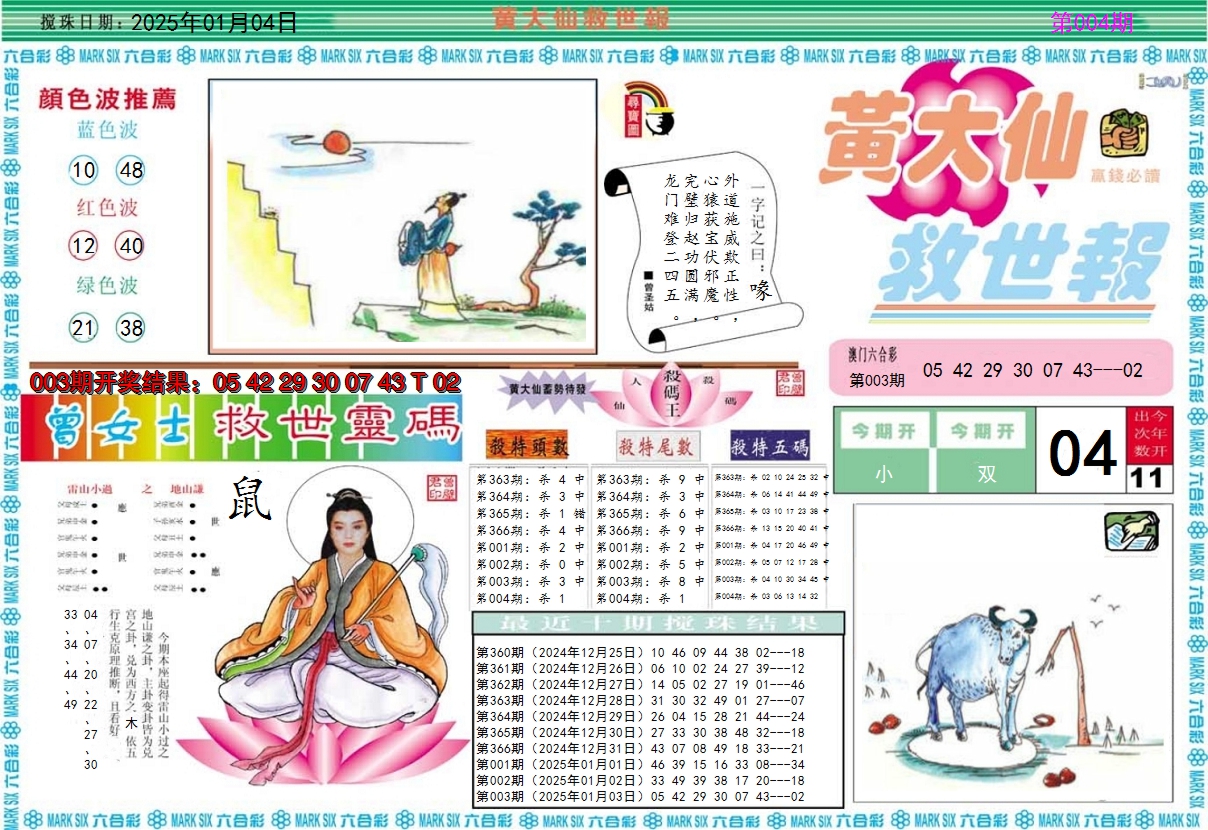 2025004期黄大仙救世A