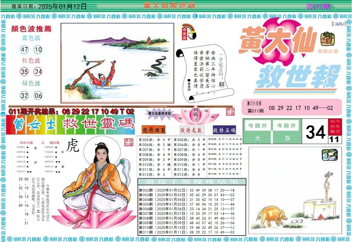 2025012期黄大仙救世A