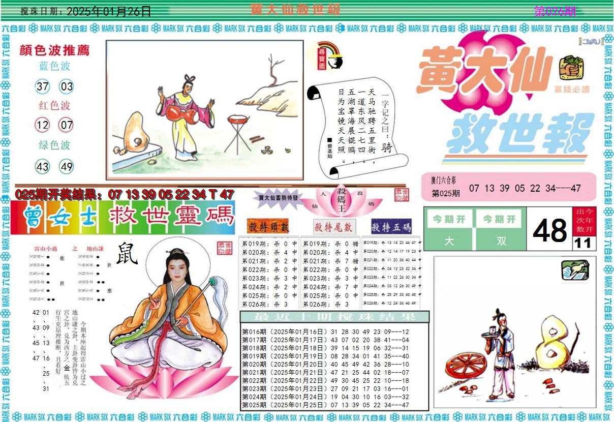 2025026期黄大仙救世A