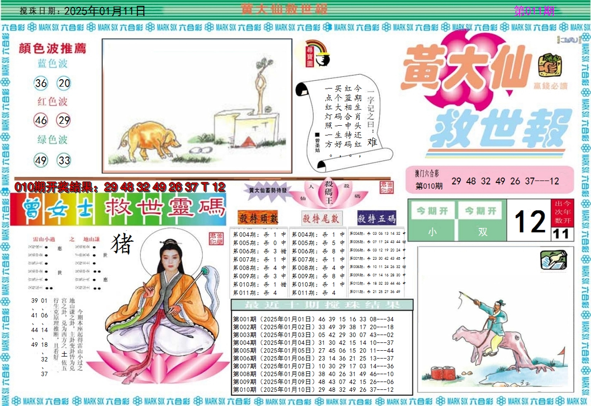 2025011期黄大仙救世A
