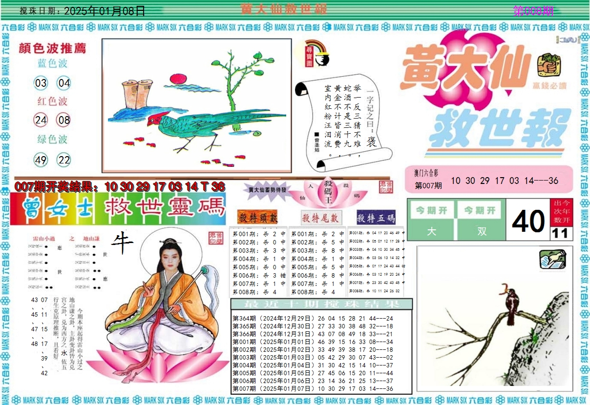 2025008期黄大仙救世A