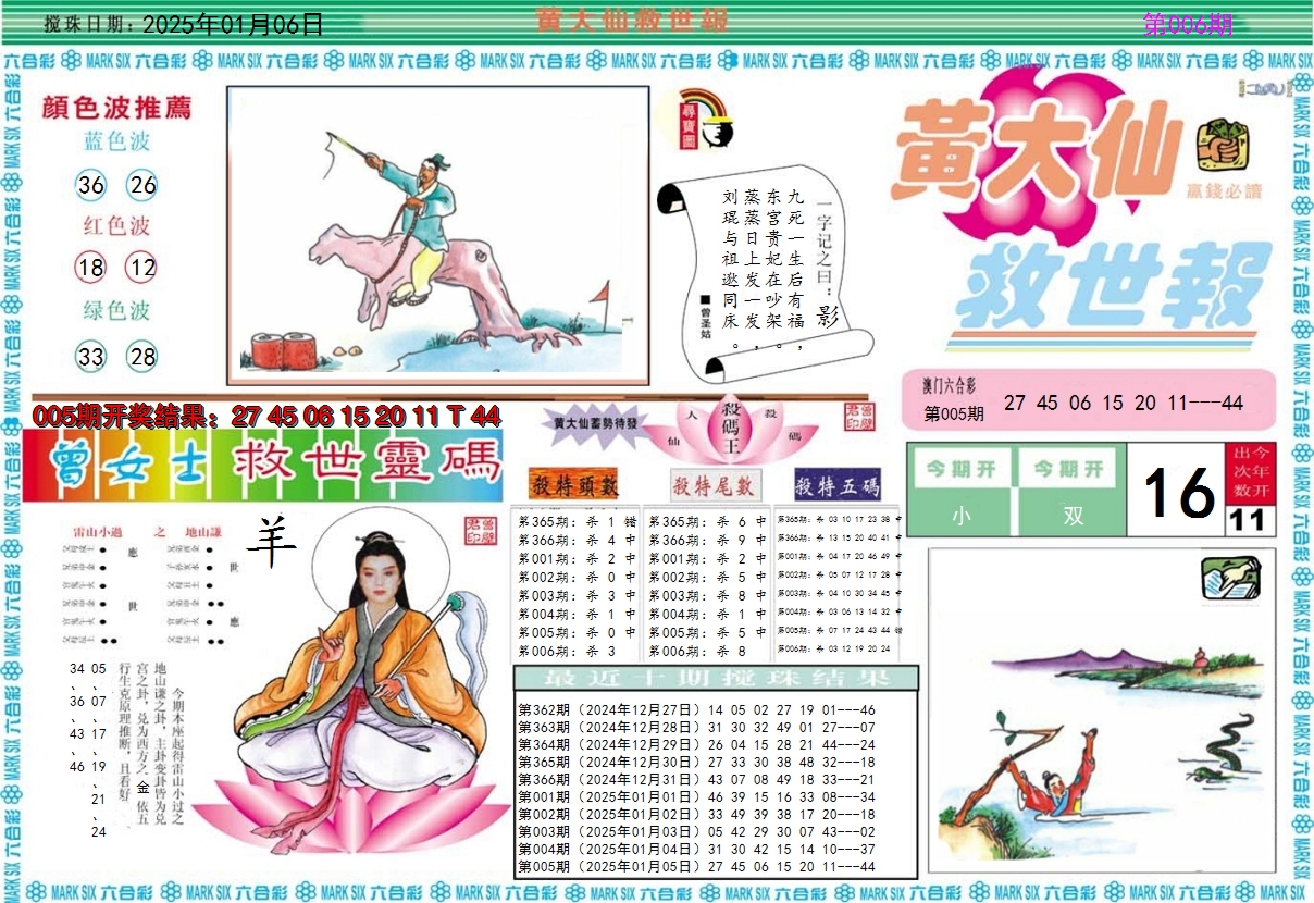 2025006期黄大仙救世A