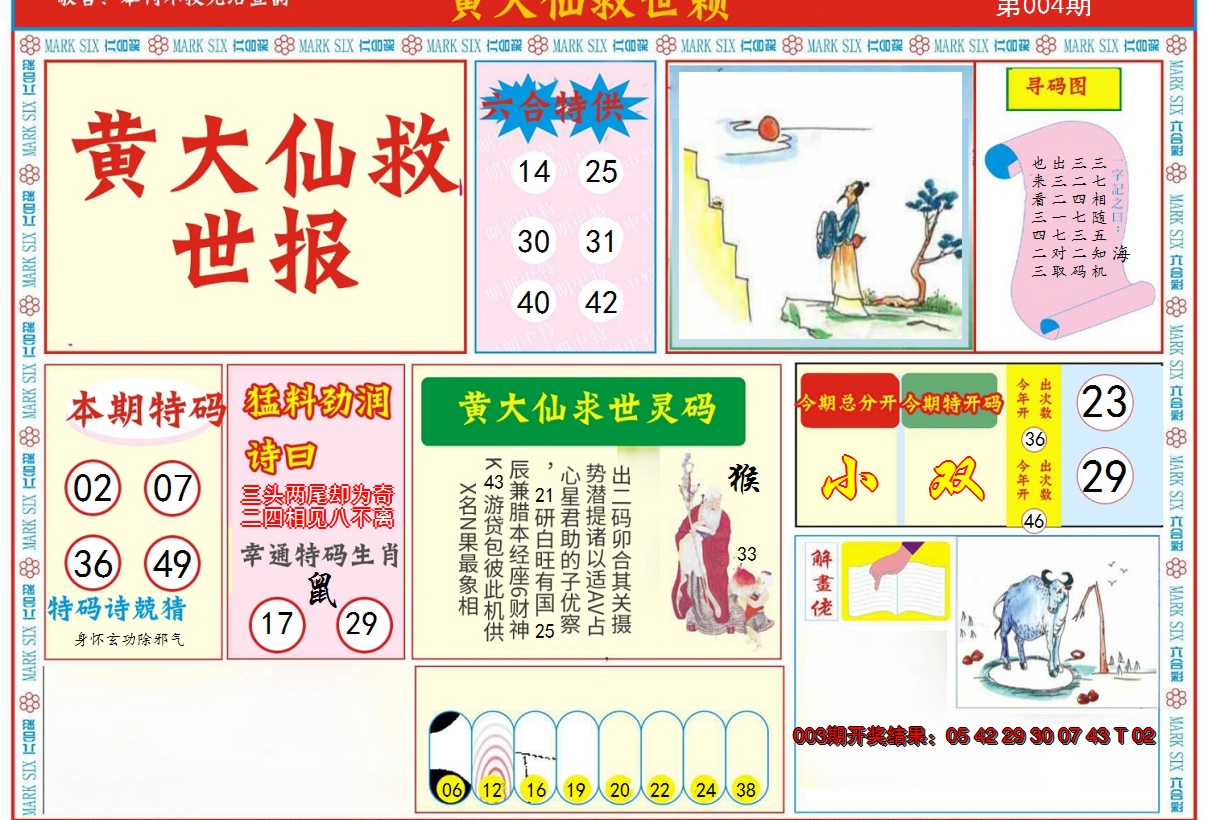 2025004期新黄大仙救世A