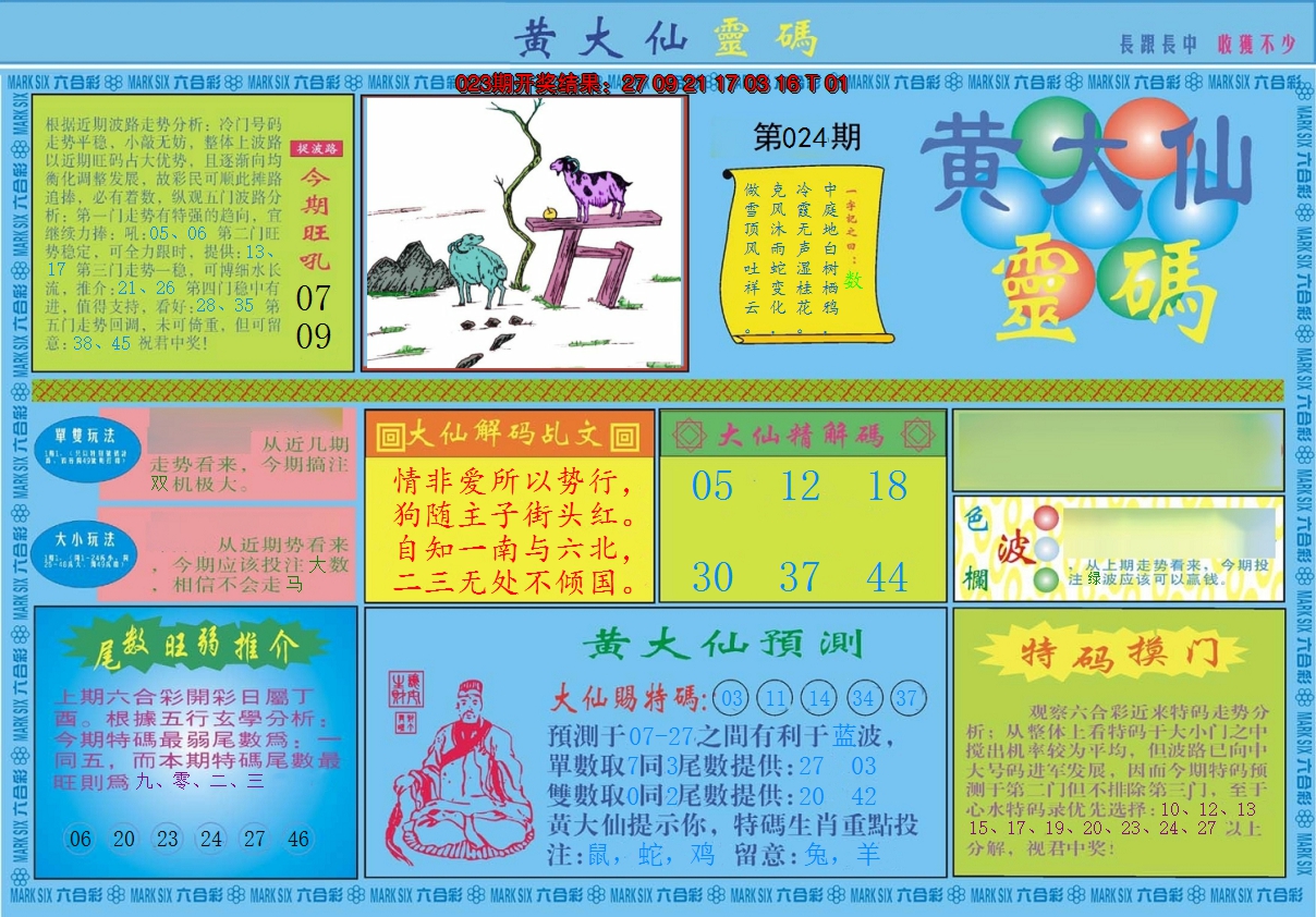 2025024期黄大仙灵码A