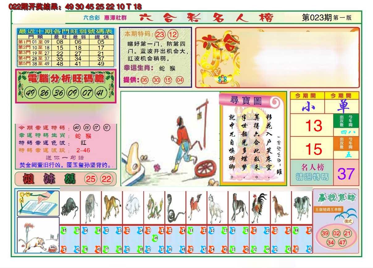 2025023期名人榜A