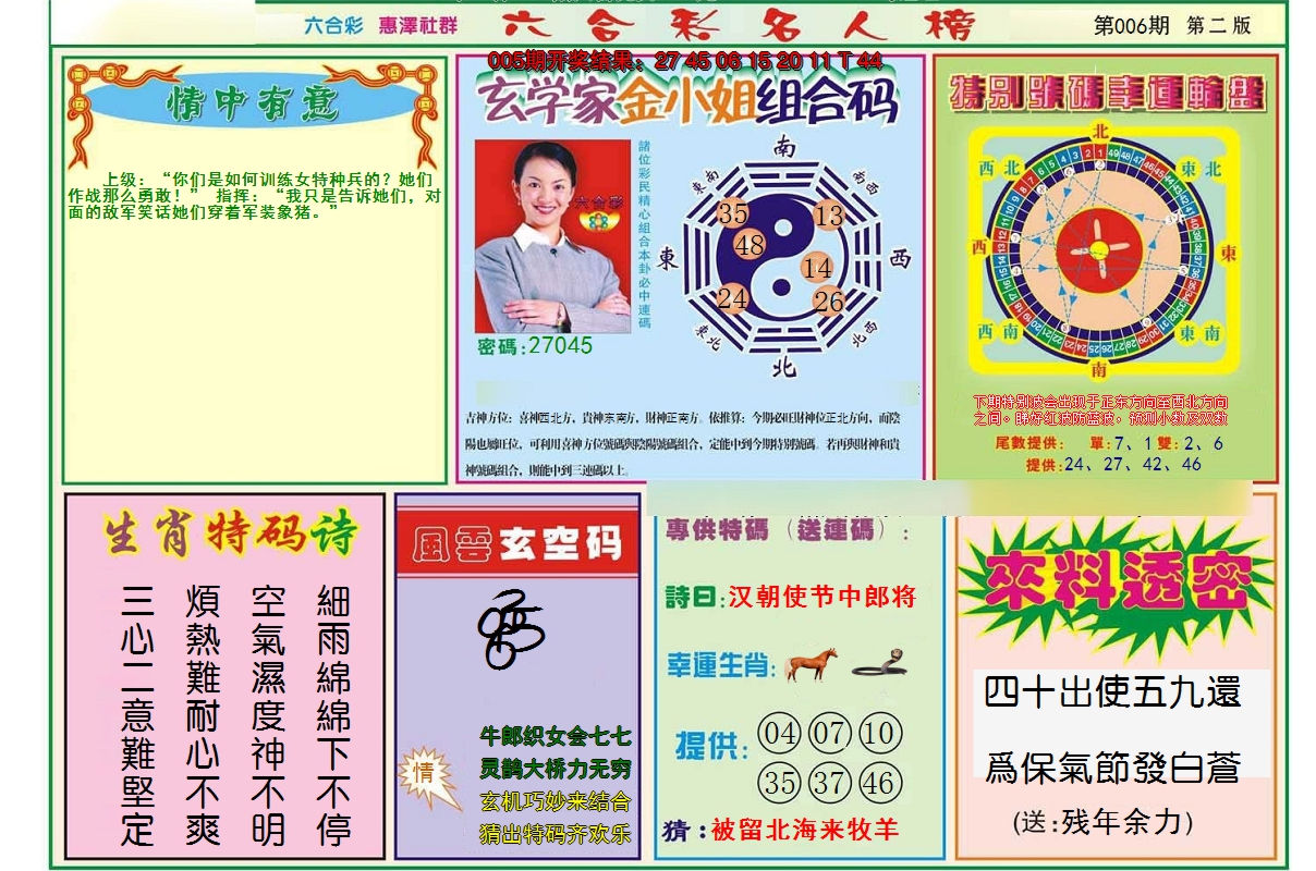 2025006期名人榜B