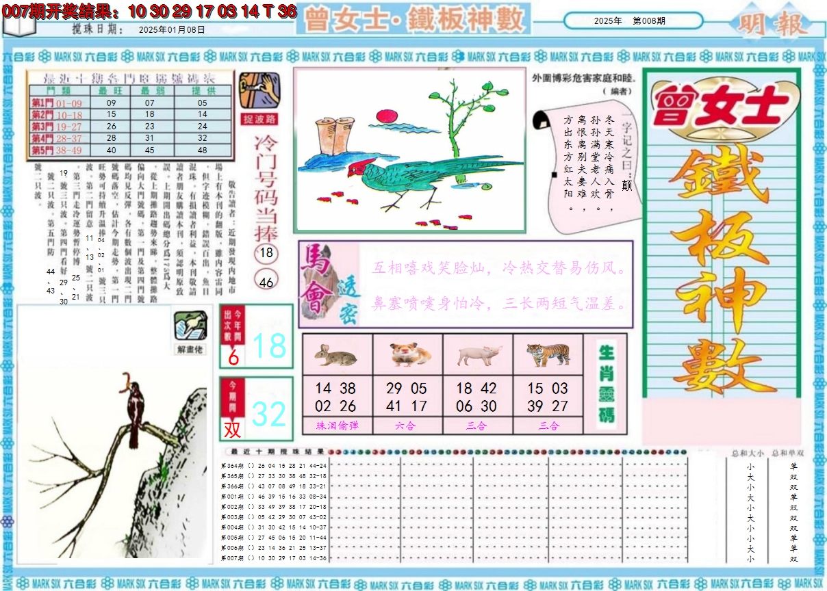2025008期曾女士铁板神数A