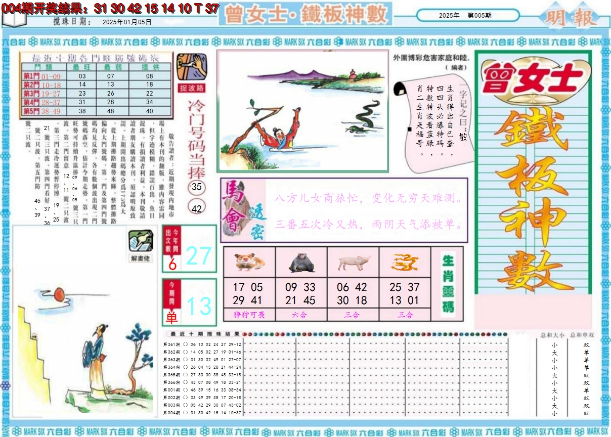 2025005期曾女士铁板神数A