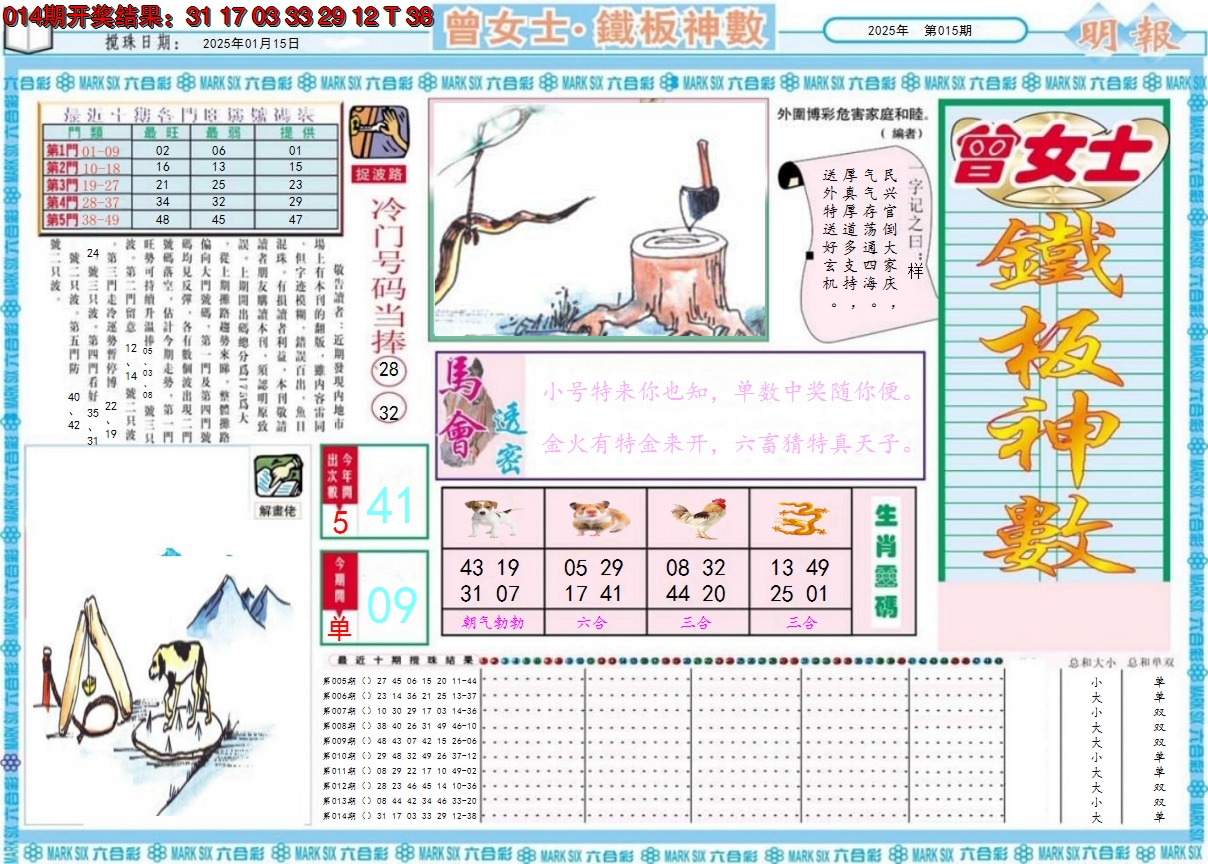 2025015期曾女士铁板神数A