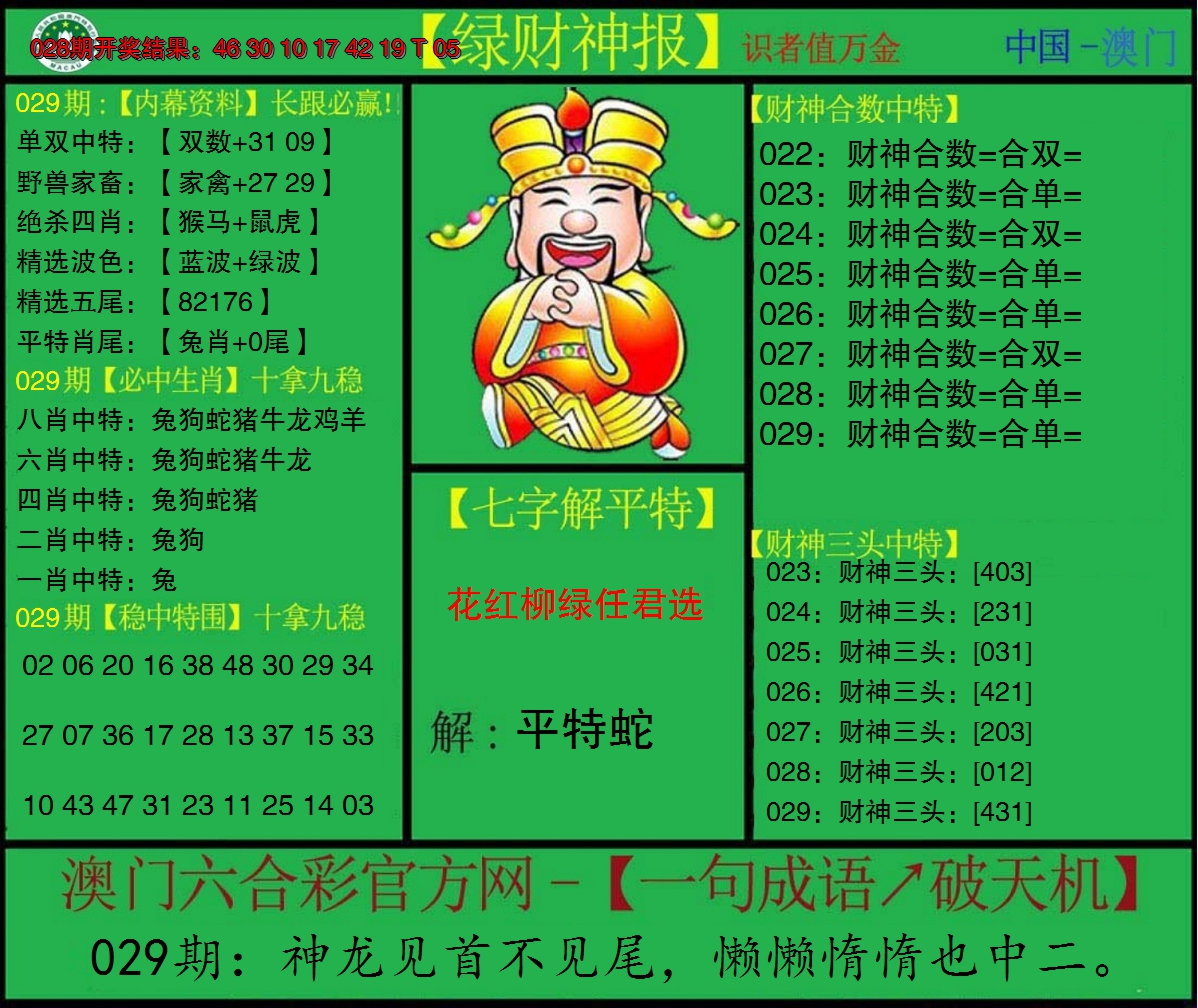 2025029期绿财神