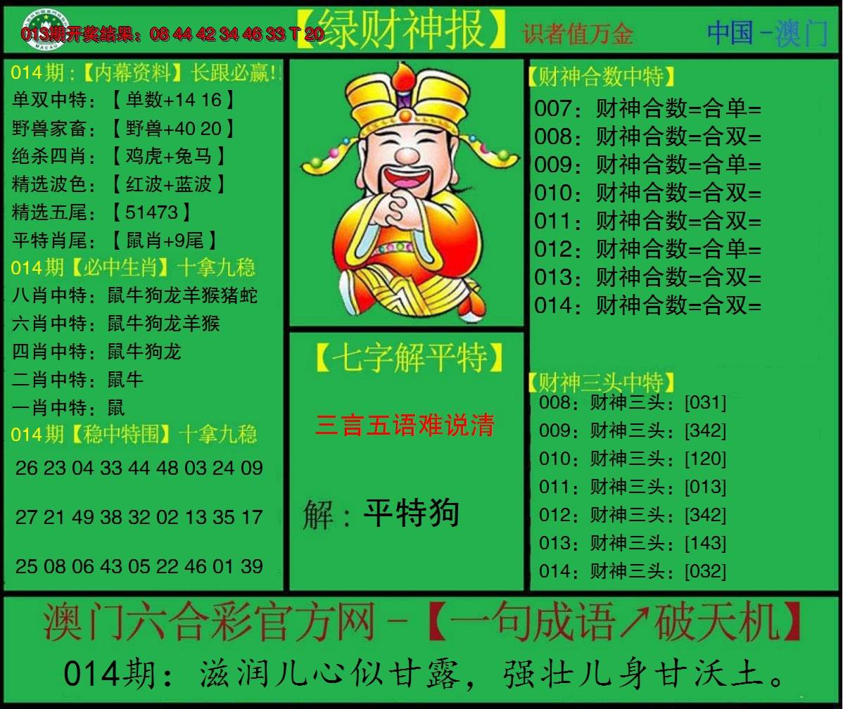 2025014期绿财神