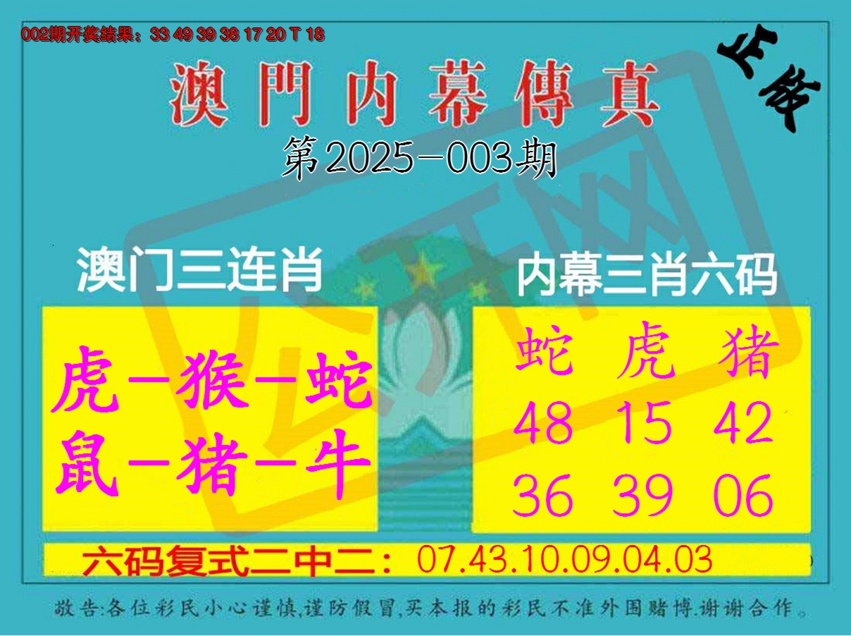 2025003期内幕传真三肖版