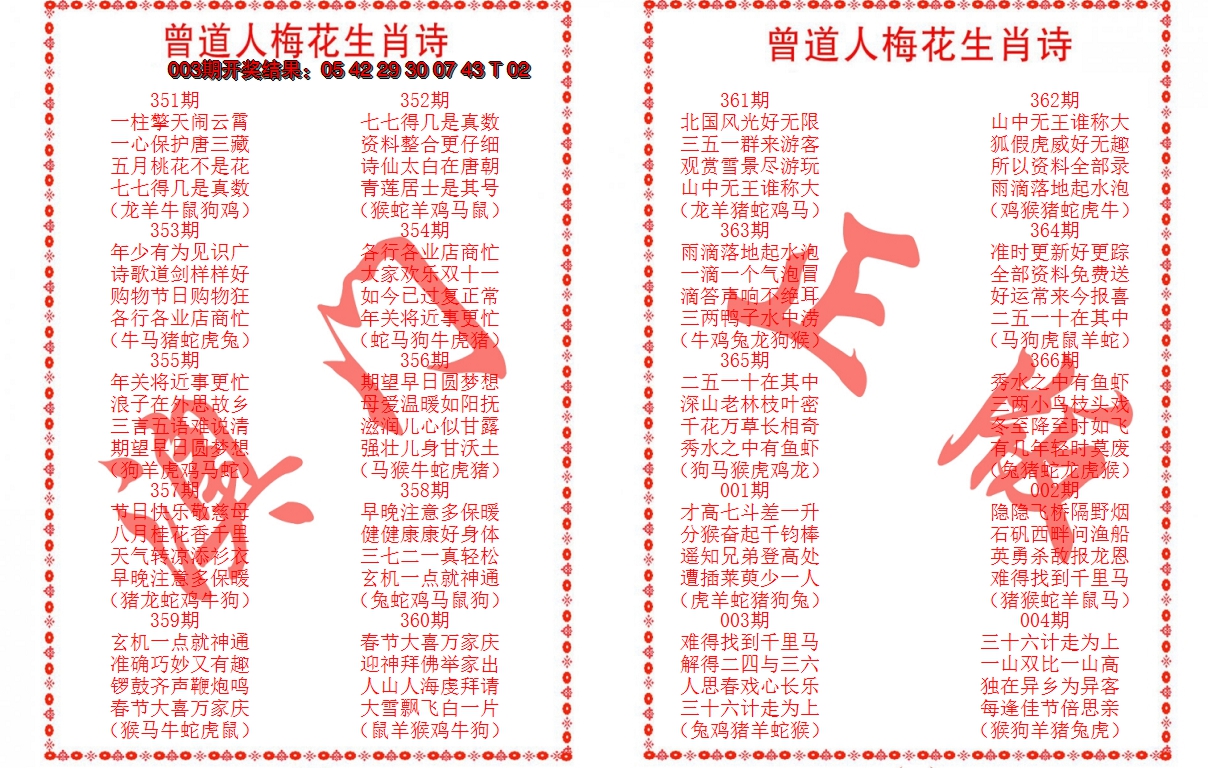 2025004期曾道人梅花生肖诗