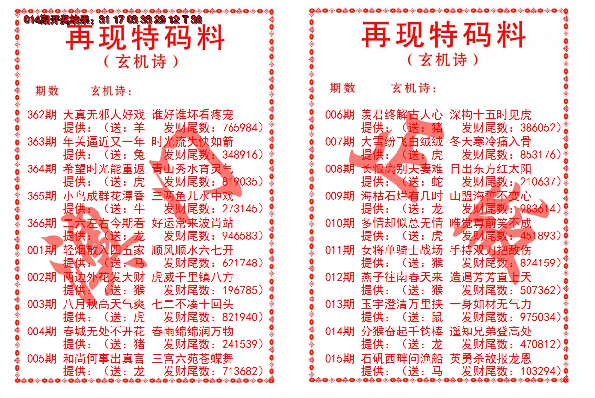 2025015期再现特码料