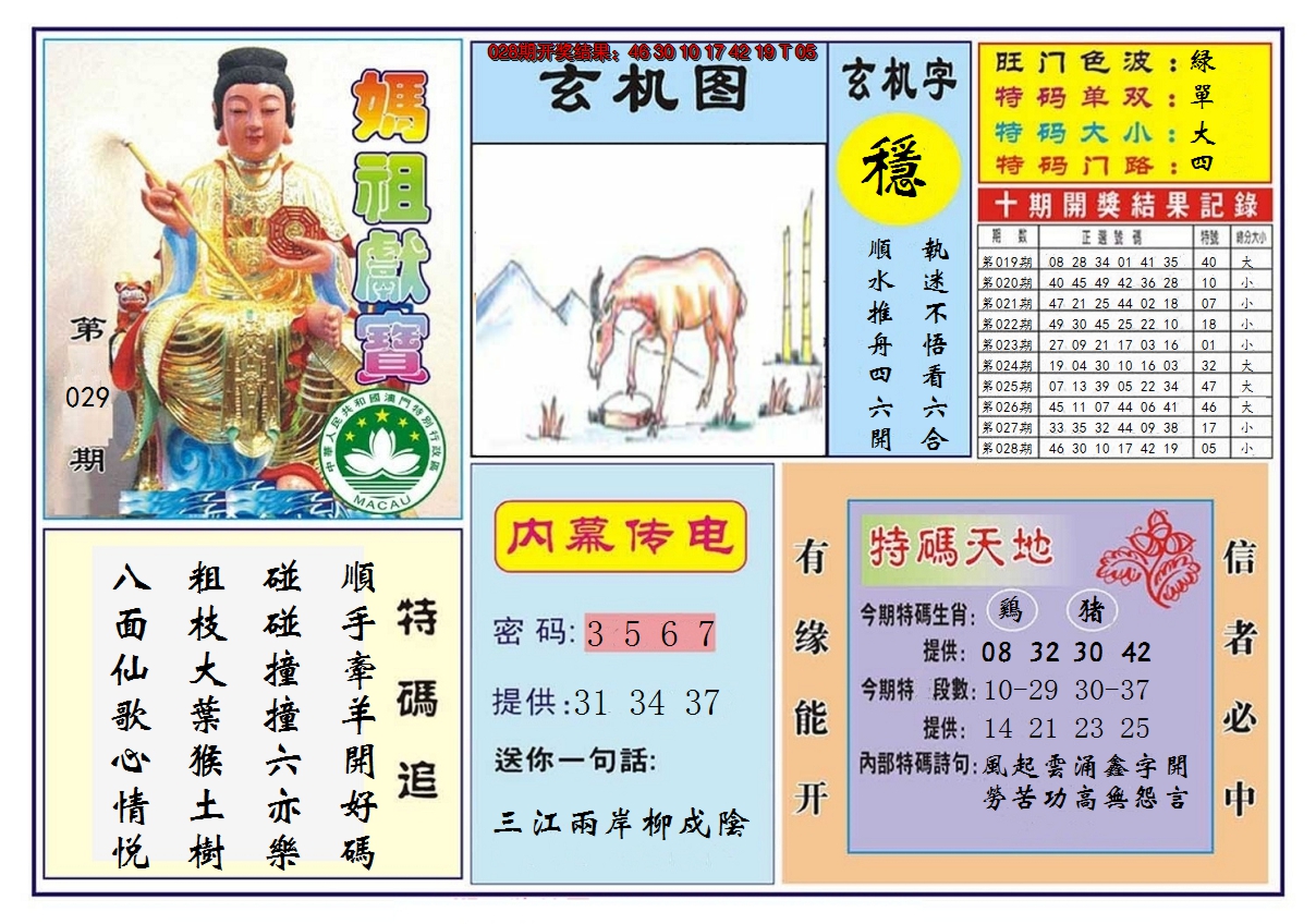 2025029期马祖献宝