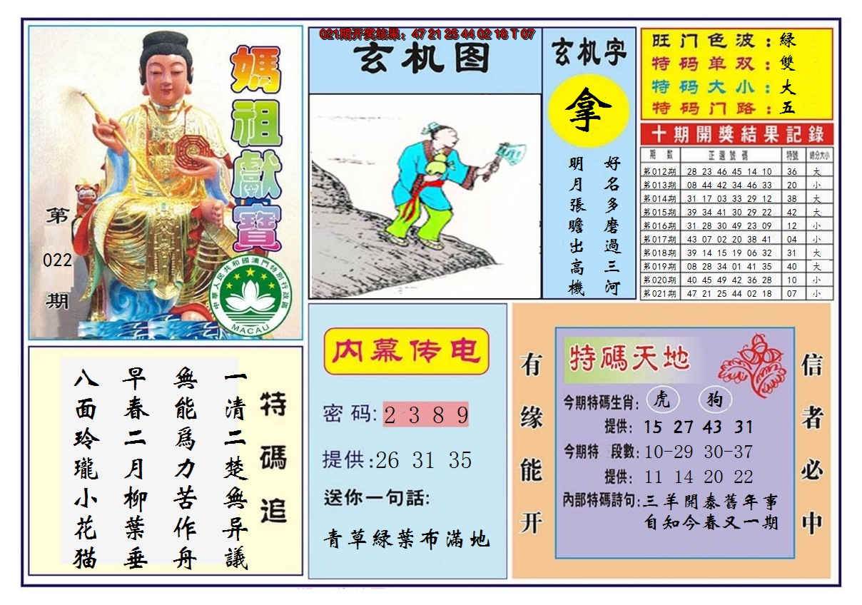 2025022期马祖献宝