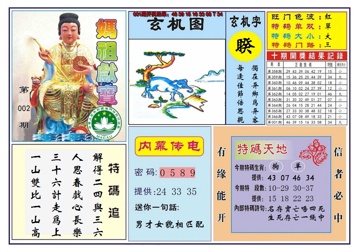 2025002期马祖献宝