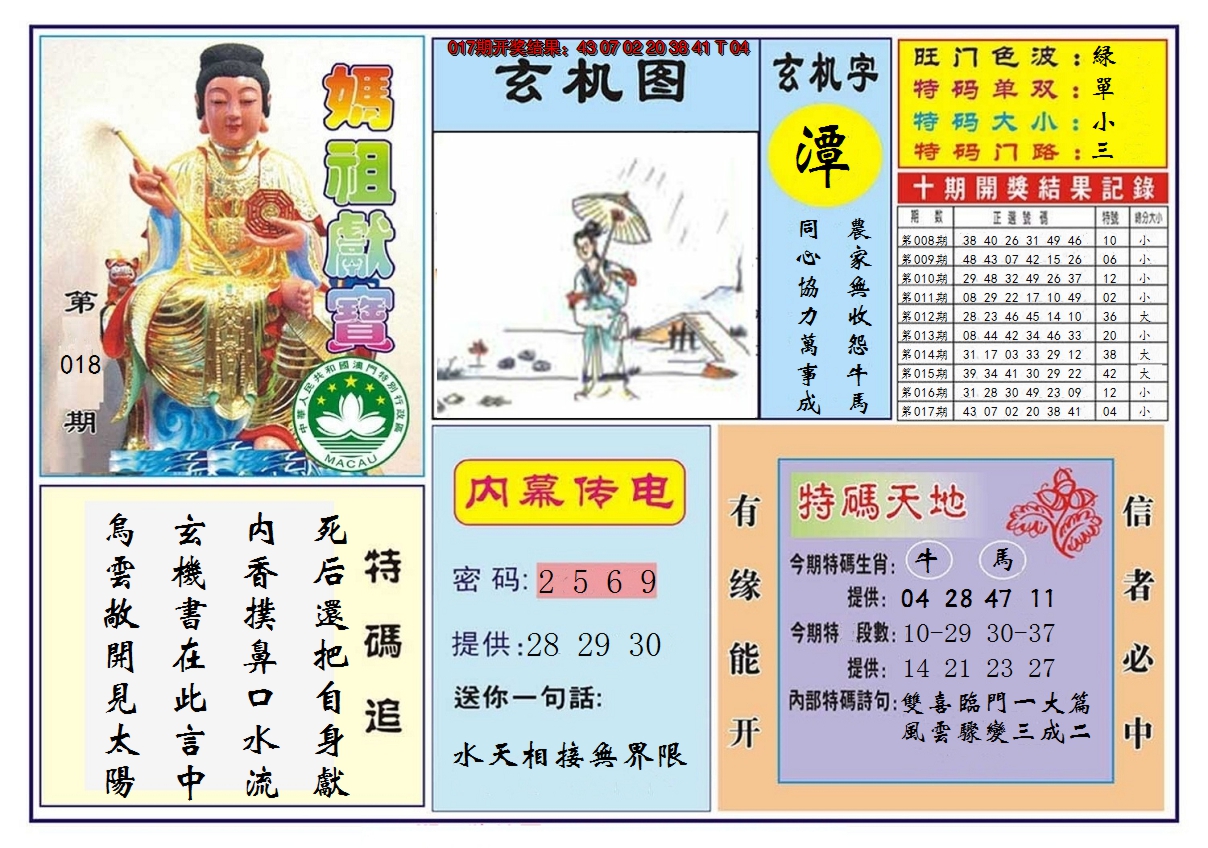 2025018期马祖献宝