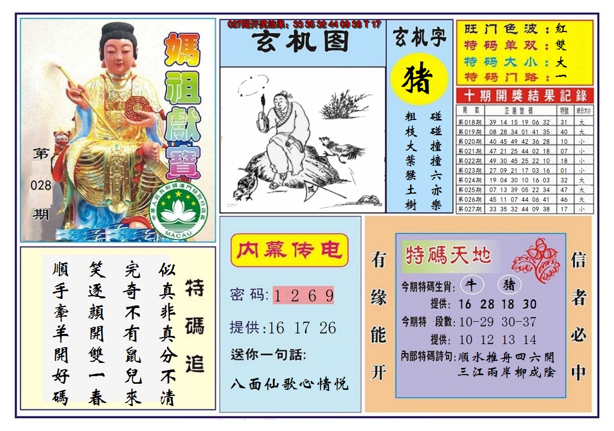 2025028期马祖献宝