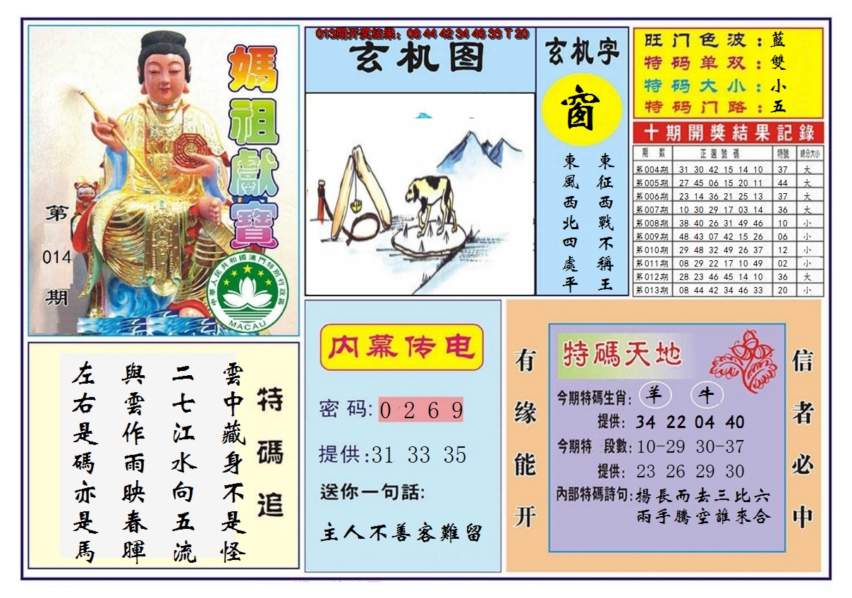 2025014期马祖献宝