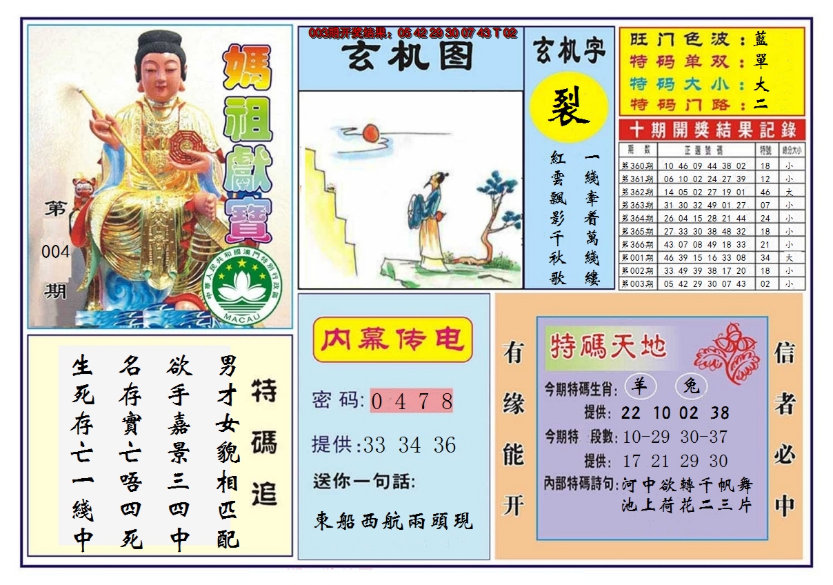 2025004期马祖献宝