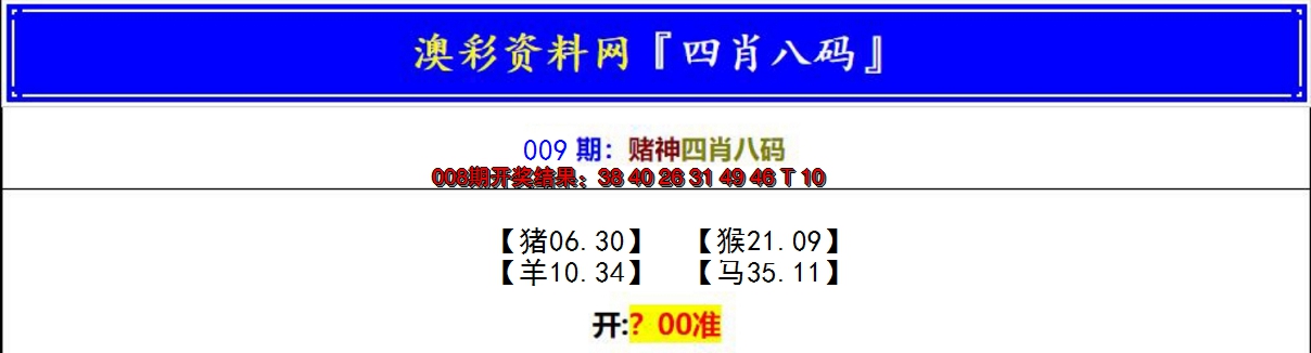 2025009期赌神四肖八码
