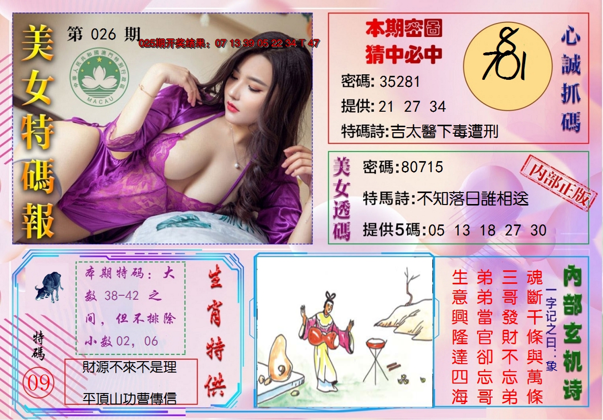 2025026期美女特码报