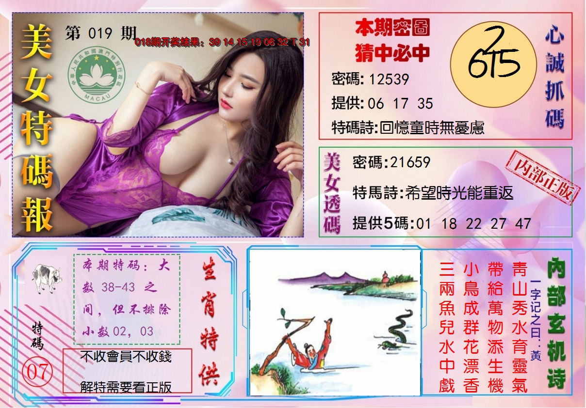 2025019期美女特码报