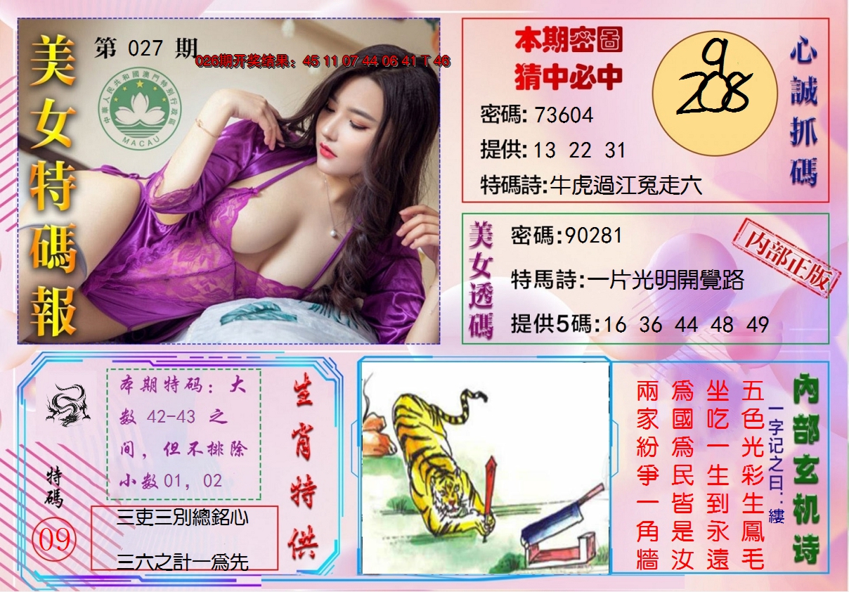 2025027期美女特码报