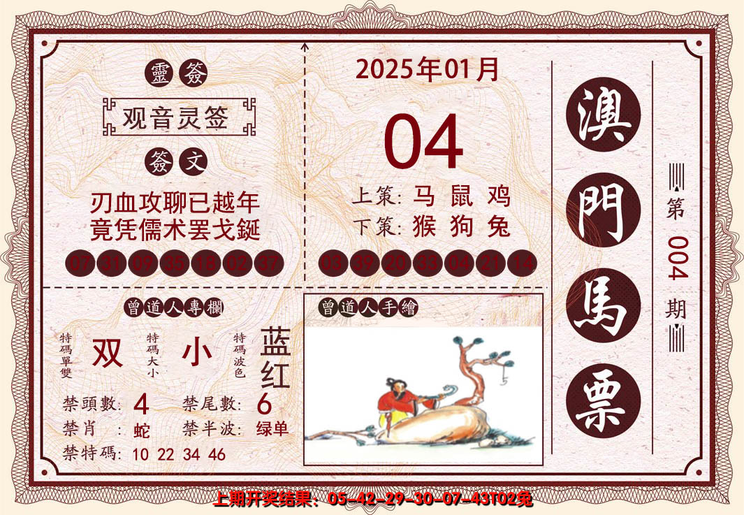 2025004期澳门马票