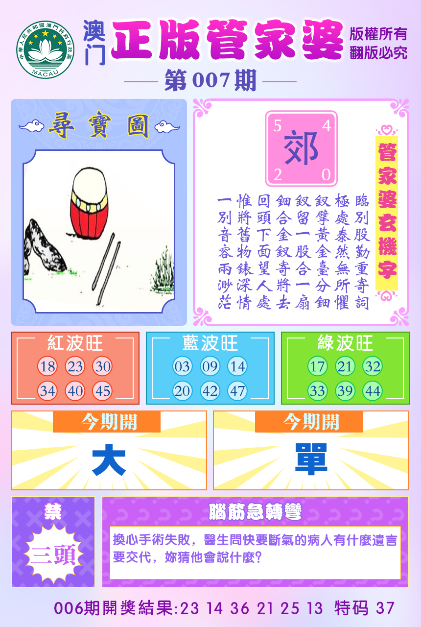 2025007期正版管家婆