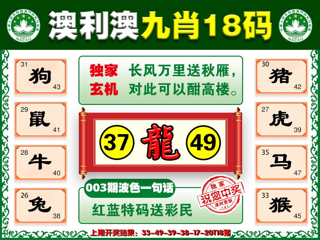 2025003期澳利澳九肖