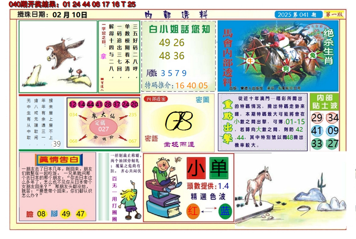 2025041期澳门内部透料A
