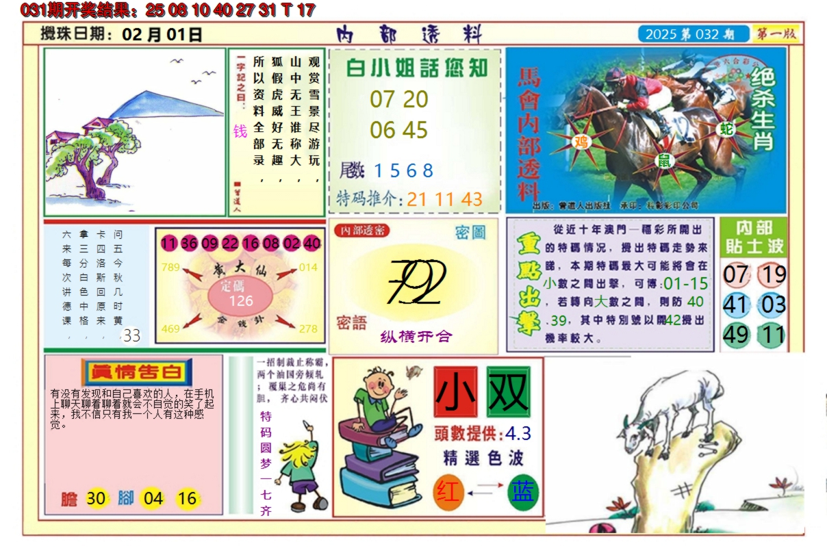 2025032期澳门内部透料A