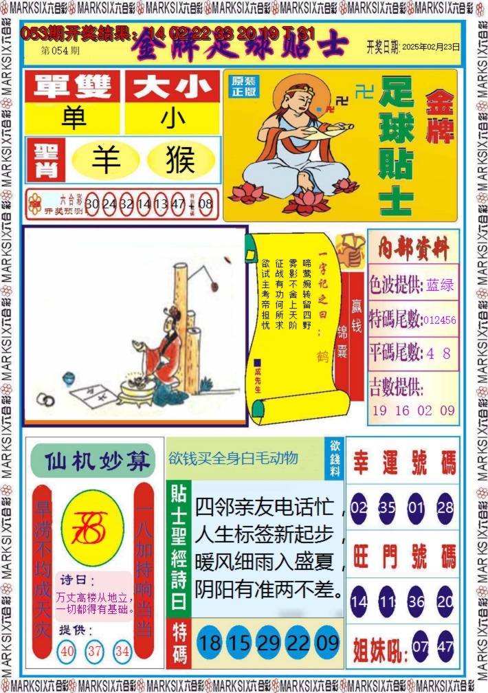 2025054期金牌足球贴士
