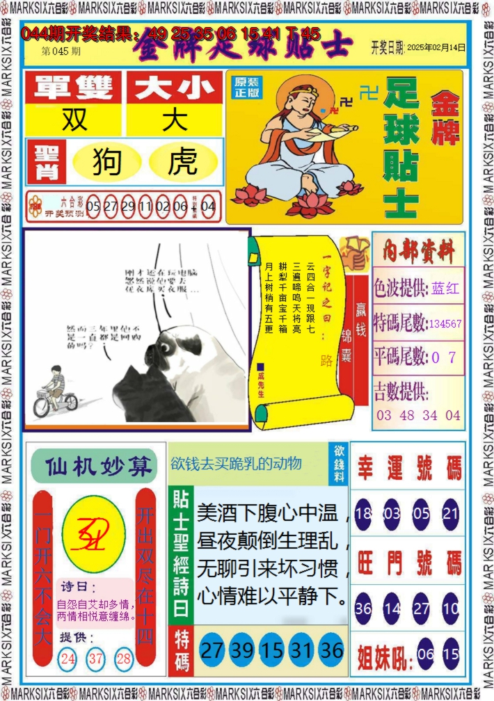 2025045期金牌足球贴士