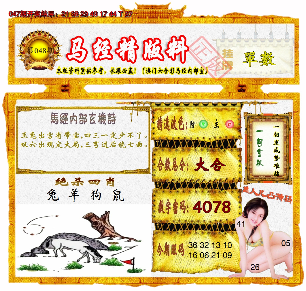 2025048期马经精版料