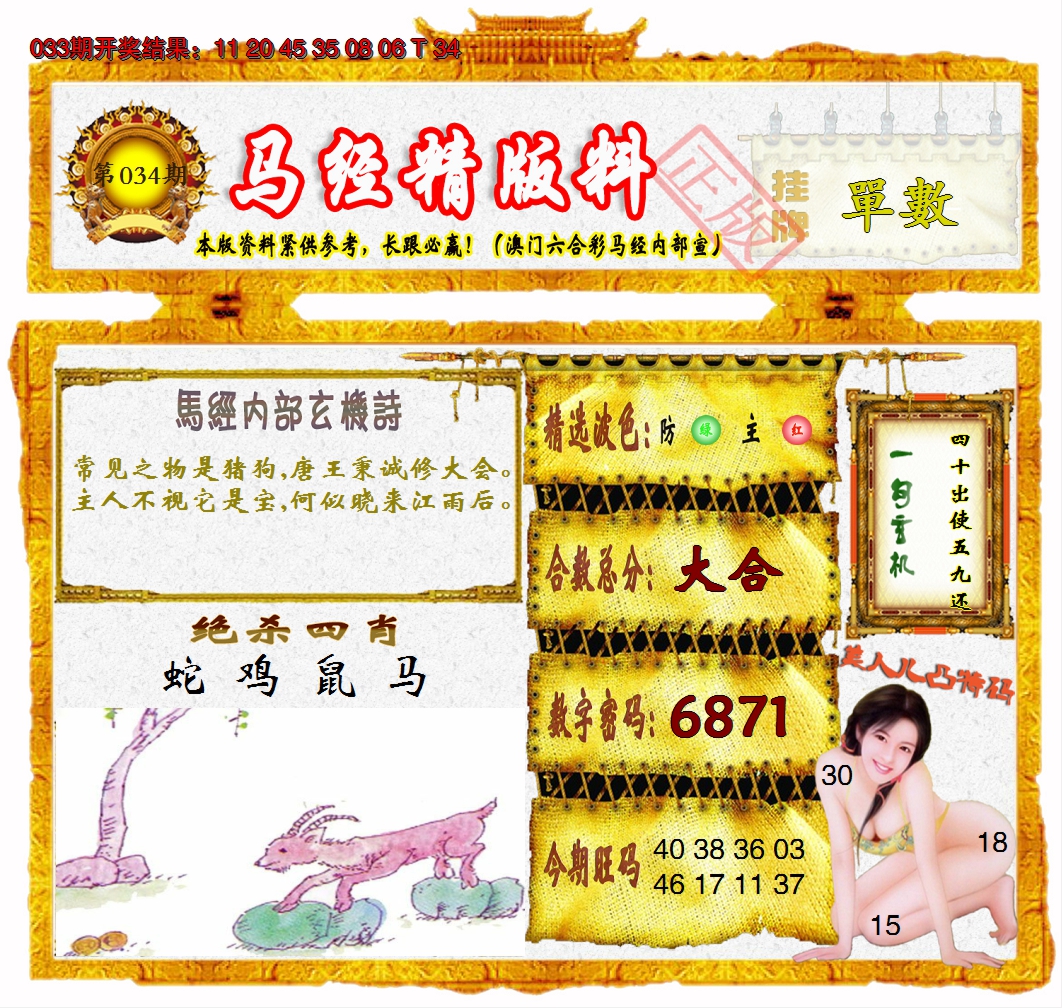2025034期马经精版料