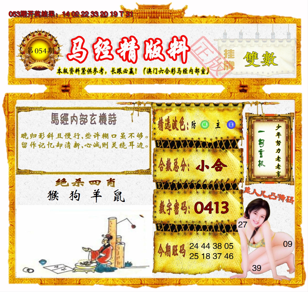 2025054期马经精版料