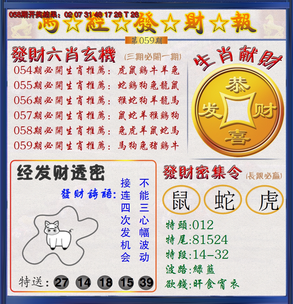 2025059期澳门发财报