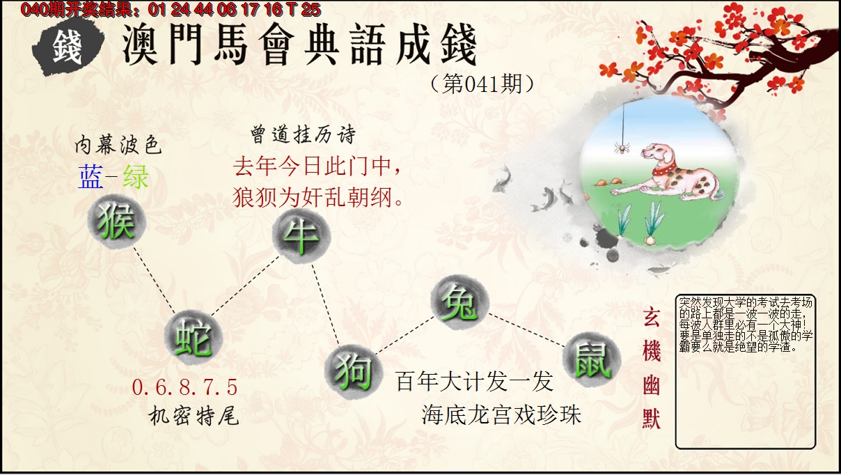 2025041期典语成钱