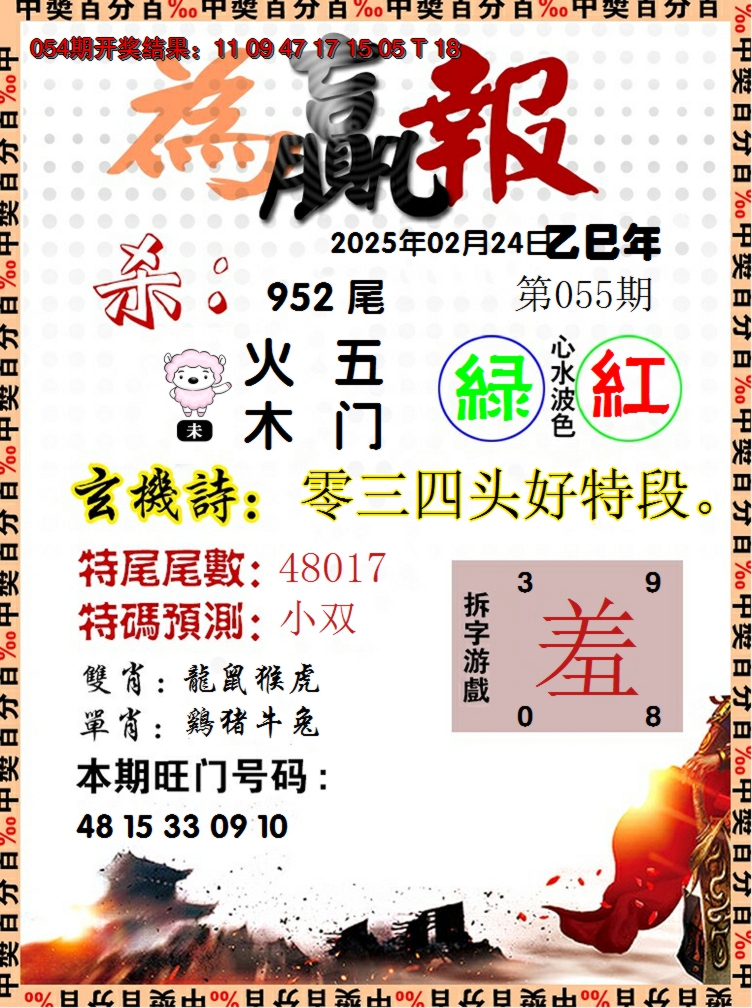 2025055期为赢报