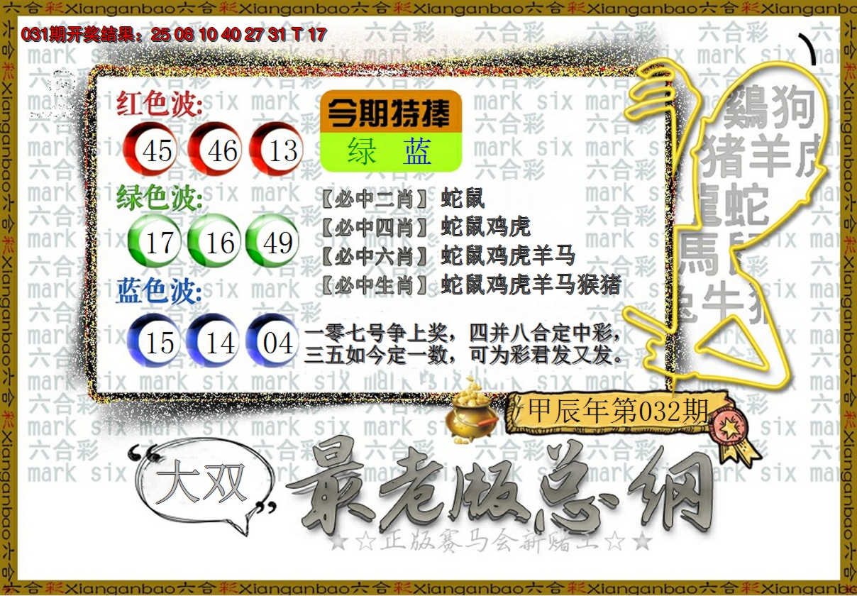 2025032期最老版总纲