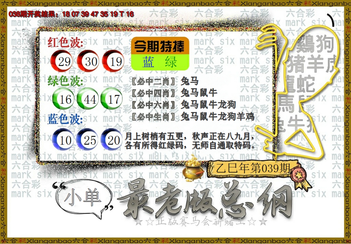 2025039期最老版总纲