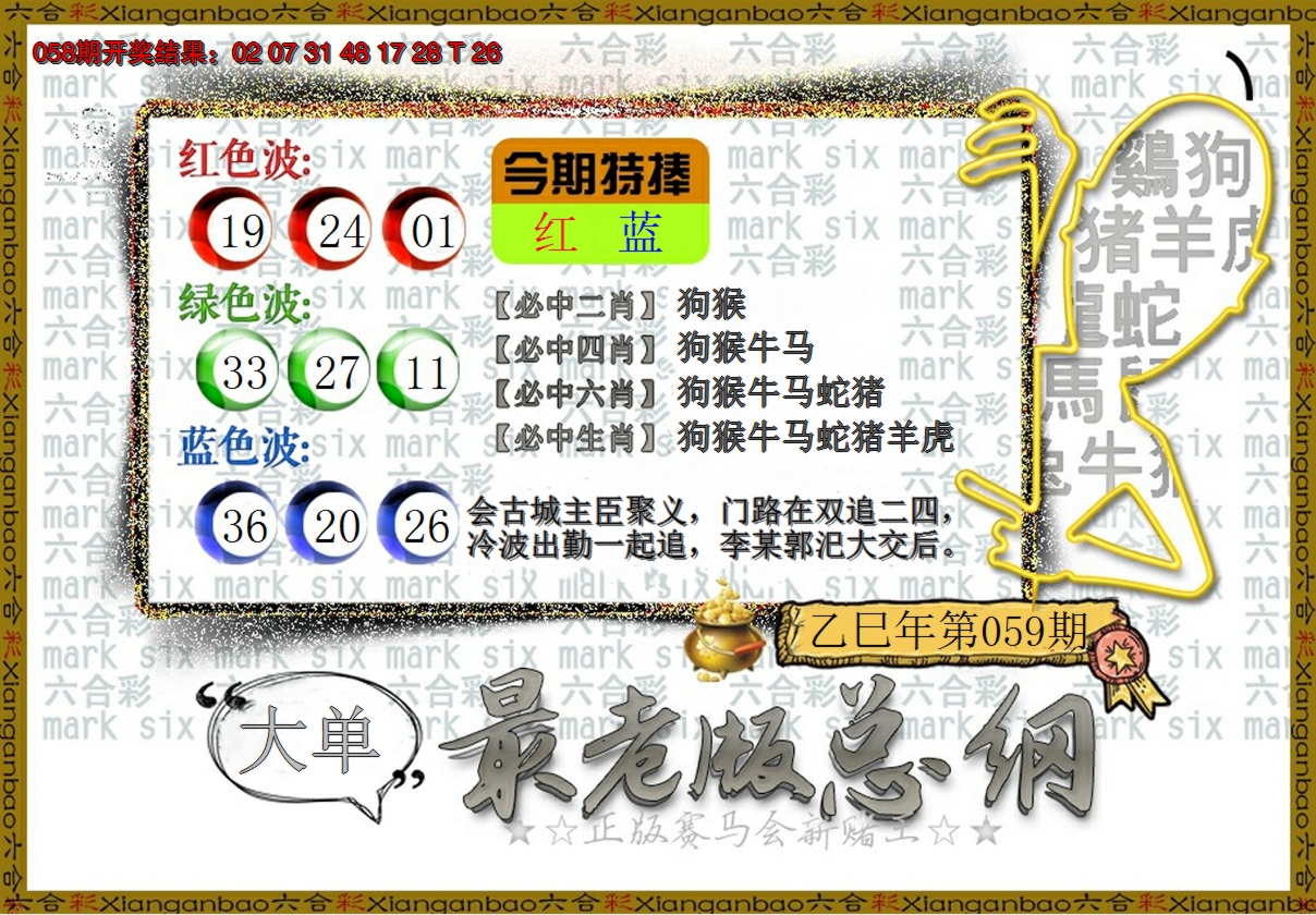 2025059期最老版总纲