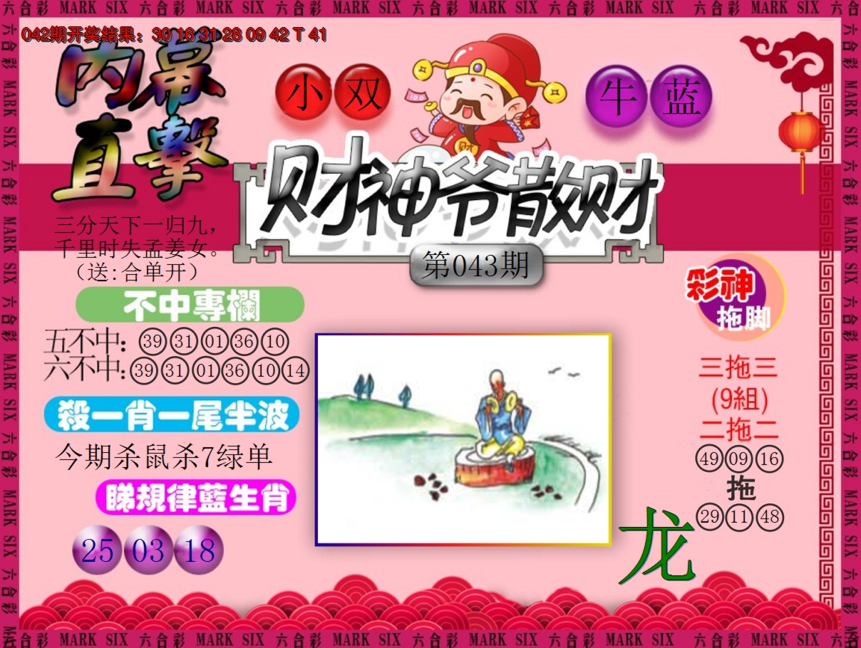 2025043期财神爷散财